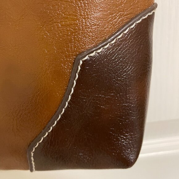 Two tone brown cross body purse with silver tone mirrored star, and studs - Picture 8 of 15